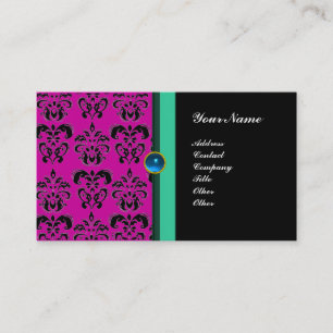 Carte De Visite MONOGRAMME DE DAMASK CLASSÉ, saphir noir