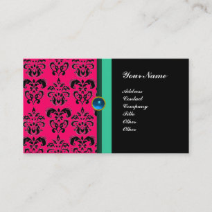 Carte De Visite MONOGRAMME DE DAMASK CLASSÉ, saphir noir