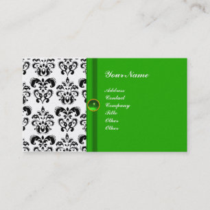 Carte De Visite MONOGRAMME DE DAMASK vert émeraude