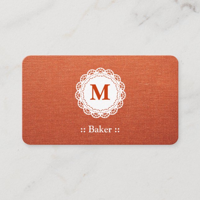 Carte De Visite Monogramme de dentelle élégante Baker (Devant)