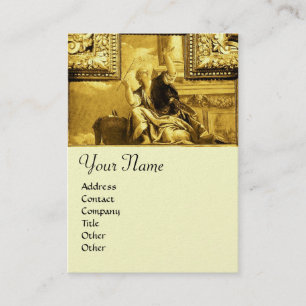 Carte De Visite Monogramme de dialectique, jaune métallique d'or