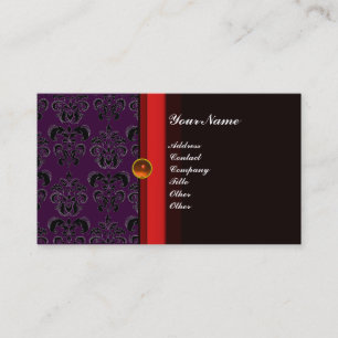 Carte De Visite MONOGRAMME DE DOMMAQUES DE CLASSE noir topaz orang