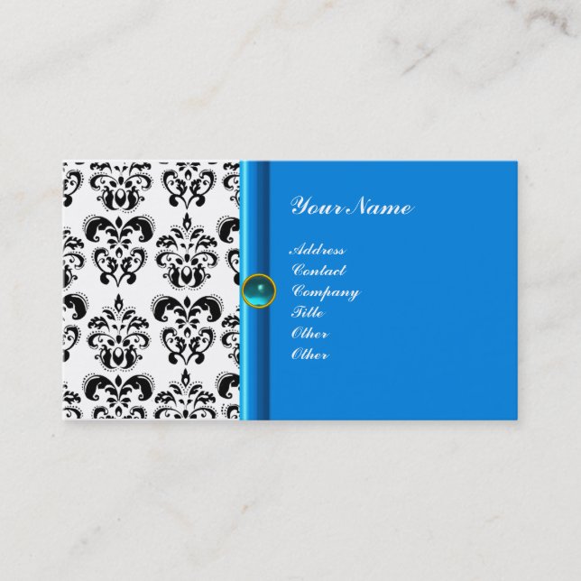 Carte De Visite MONOGRAMME DE DOMMASQUE CLASSÉ bleu aquamarine (Devant)