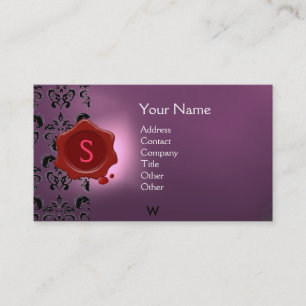 Carte De Visite MONOGRAMME DE DOMMASQUES CIRE violet