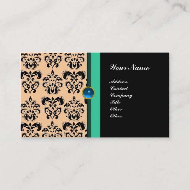 Carte De Visite MONOGRAMME DE DOMMASSE CLASSÉ, noir rose bleu vert (Devant)