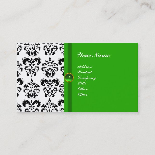 Carte De Visite MONOGRAMME DE DOMMASSE CLASSÉ vert noir blanc (Devant)