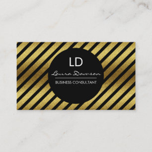 Carte De Visite Monogramme de flamme d'or Cercle et rayures