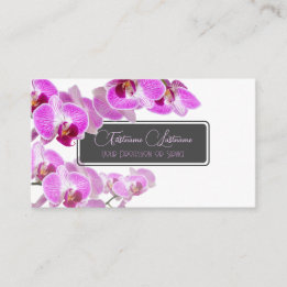 Carte De Visite monogramme de fleur d'orchidée mariage calligraphi