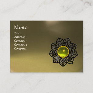 Carte De Visite MONOGRAMME DE FLEURS CELTIQUES AGATE gris jaune to