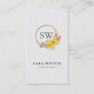 Carte De Visite Monogramme de fleurs de soleil de Bohême Consultan