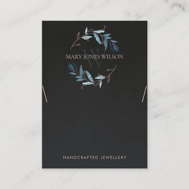 CARTE DE VISITE MONOGRAMME DE FOLIAGE ROSE NOIR AFFICHER LE LOGO D (Devant)
