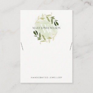 CARTE DE VISITE MONOGRAMME DE FOLIAGE VERT D'OR ÉCRAN LOGO
