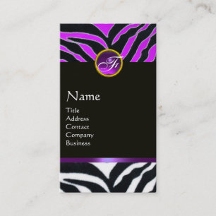 CARTE DE VISITE MONOGRAMME DE FOURRURE EN ZÉBRE BLANC NOIR