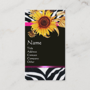 CARTE DE VISITE MONOGRAMME DE FOURRURE ZEBRA BLANC ROSE ET SOLEIL