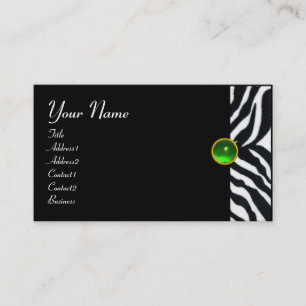 CARTE DE VISITE MONOGRAMME DE FOURRURE ZEBRA BLANC VERT EMERALD