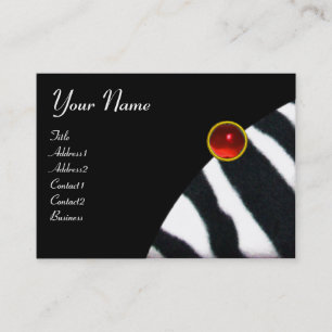 Carte De Visite MONOGRAMME DE FOURRURES ZEBRA BLANC ROUGE, Ruby