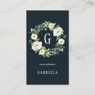 Carte De Visite Monogramme de germe blanc