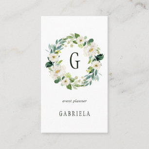 Carte De Visite Monogramme de germe blanc
