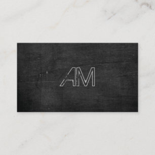 Carte De Visite Monogramme de Grunge moderne sur bois noir
