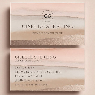 Carte De Visite Monogramme de la Terre Boho Terracotta Aquarelle