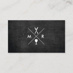 CARTE DE VISITE MONOGRAMME DE LOGO DE FORK & KNIFE SUR BOIS NOIR