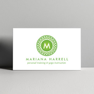 Carte De Visite MONOGRAMME DE LOGO DE SOLEIL VERT pour YOGA STUDIO