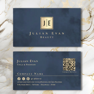Carte de visite Monogramme de luxe bleu marine