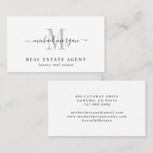 Carte De Visite Monogramme de luxe d'agent immobilier à script min