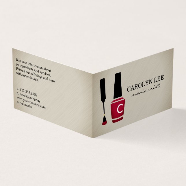 Carte De Visite Monogramme de manucure polonaise à ongles (Extérieur)
