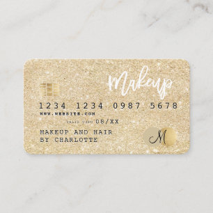 Carte De Visite Monogramme de maquillage de parties scintillant do