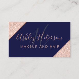 Carte De Visite Monogramme de maquillage rose parties scintillant 