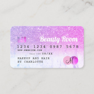 Carte De Visite monogramme de marbre rose parties scintillant de l