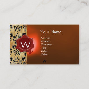 CARTE DE VISITE MONOGRAMME DE PARCHEMENT DE SCEAU CIRE