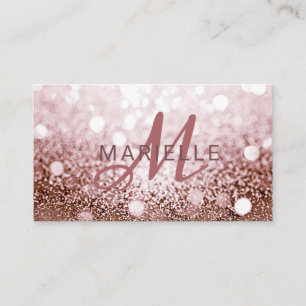 Carte De Visite Monogramme de Parties scintillant or rose tendance