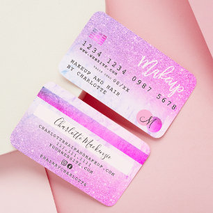 Carte De Visite monogramme de parties scintillant rose violet de l