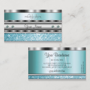 Carte De Visite Monogramme de Parties scintillant Turquoise brilla