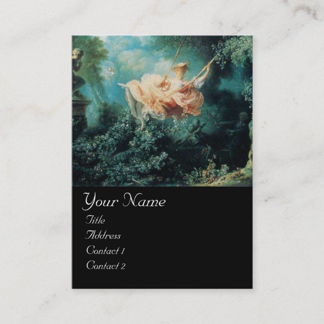 Carte De Visite MONOGRAMME DE PASSAGE, Vert Rose Noir (Devant)