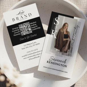 Carte De Visite Monogramme de photo professionnel moderne et code