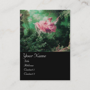 Carte De Visite MONOGRAMME DE PONTE, Rose Vert Fuchsia Noir