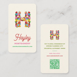 Carte De Visite Monogramme de printemps fantaisiste H Nom Créatif