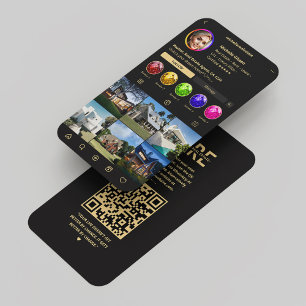 Carte De Visite Monogramme de Realtor moderne noir Instagram or