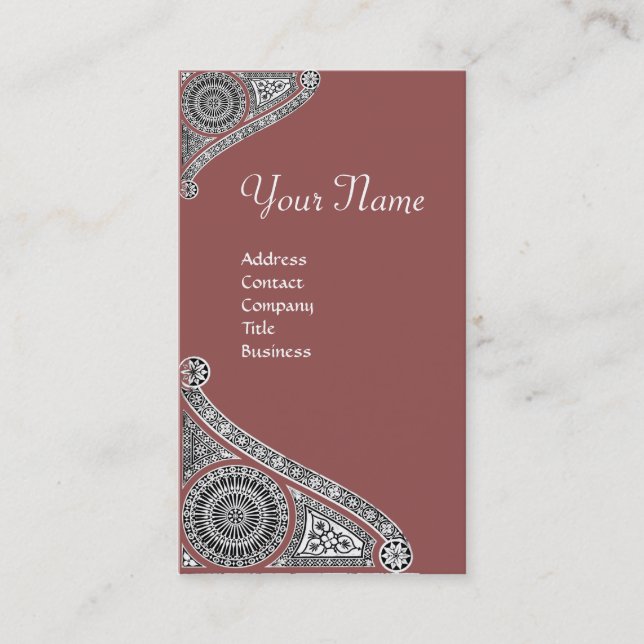 Carte De Visite MONOGRAMME DE RENAISSANCE 4 Marsala Rouge (Devant)