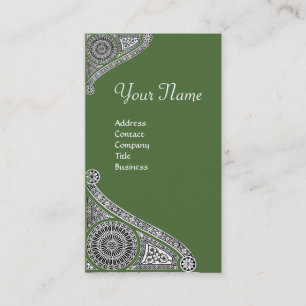 Carte De Visite MONOGRAMME DE RENAISSANCE 4 Trétrope Vert Blanc