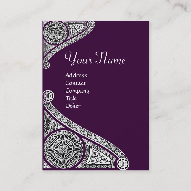 Carte De Visite MONOGRAMME DE RENAISSANCE 4 violet foncé (Devant)