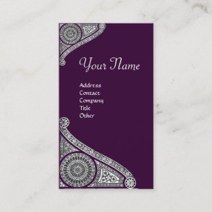 Carte De Visite MONOGRAMME DE RENAISSANCE 4 violet foncé