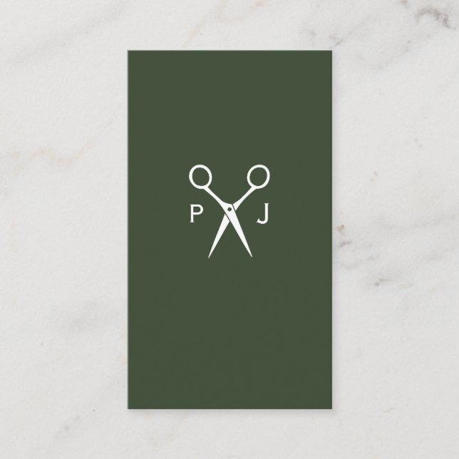 Carte De Visite Monogramme de salons modernes (vert foncé) (Devant)