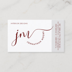 Carte De Visite Monogramme de script Bourgogne professionnel