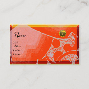 Carte De Visite MONOGRAMME DE TOPAZ, jaune blanc orange
