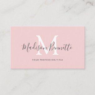 Carte De Visite Monogramme de typographie de script rose simple