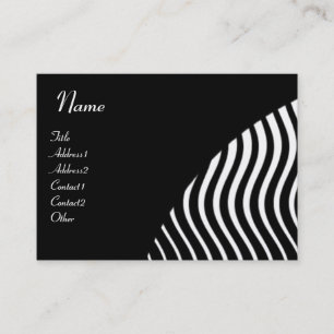 Carte De Visite MONOGRAMME DE VAGUES ÉLÉGANTES, rose noir et blanc